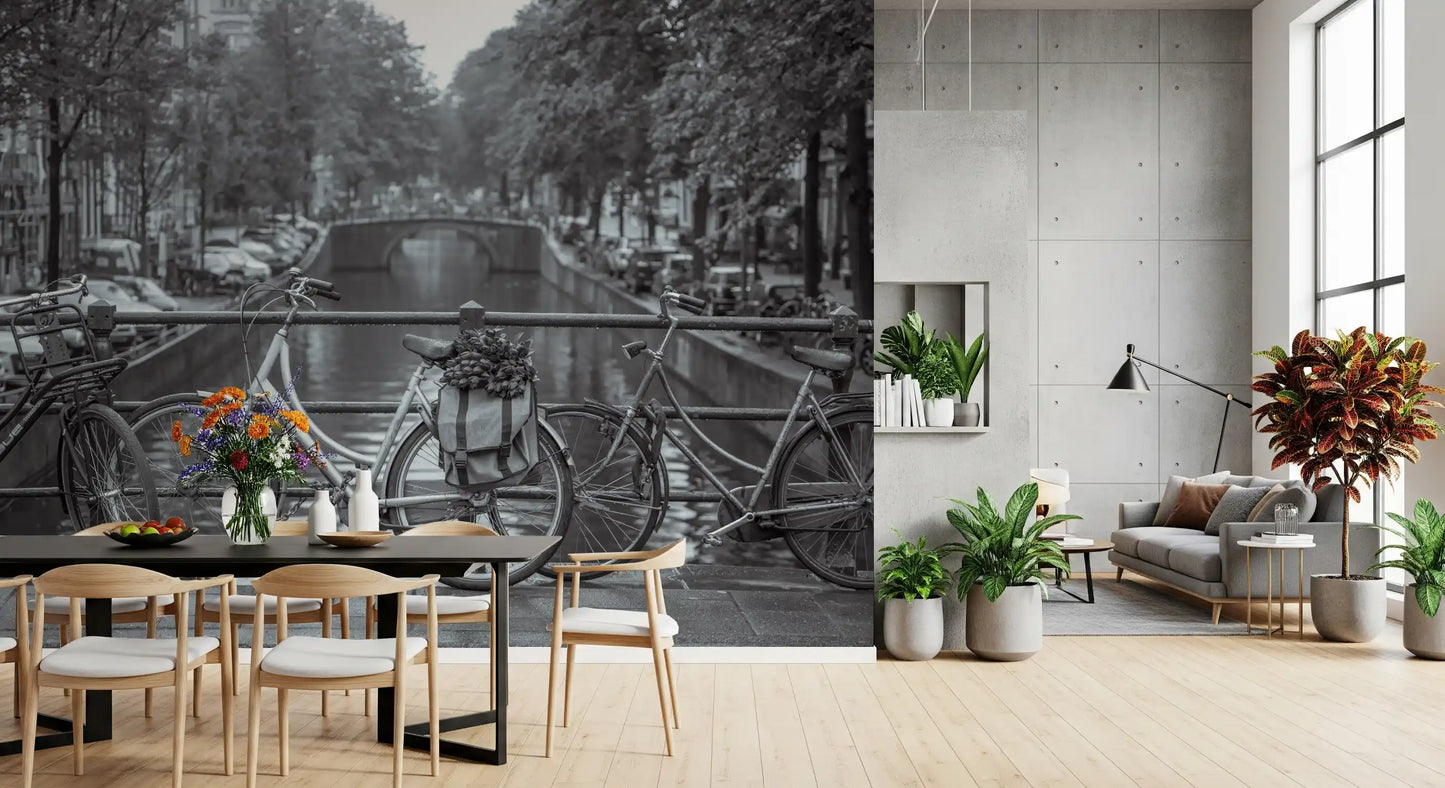 Amsterdam Canal Bicycle Scene Wall Mural