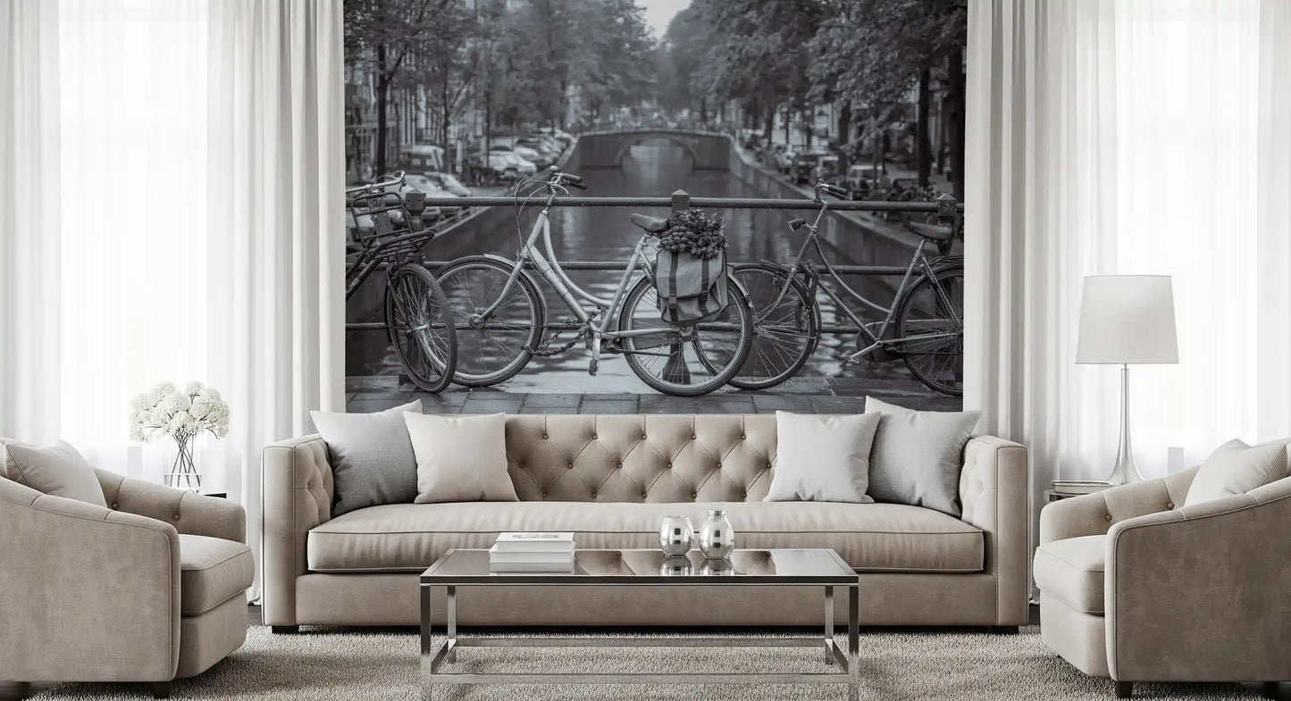 Amsterdam Canal Bicycle Scene Wall Mural