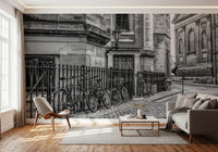 Cobbled Street and Cycles Wall Mural