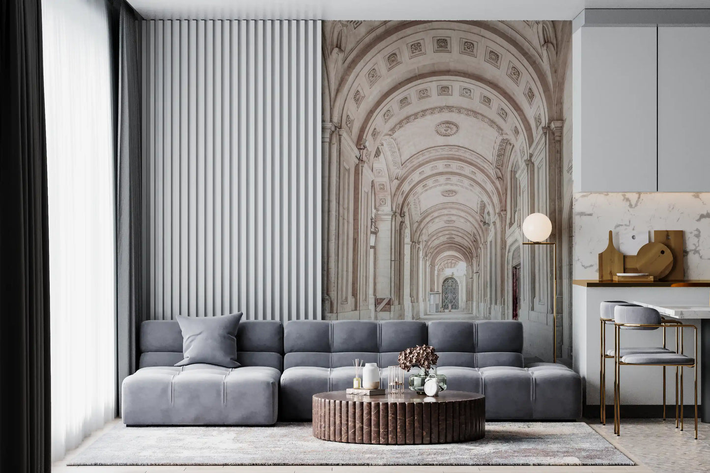 Neoclassical Stone Archway Wall Mural