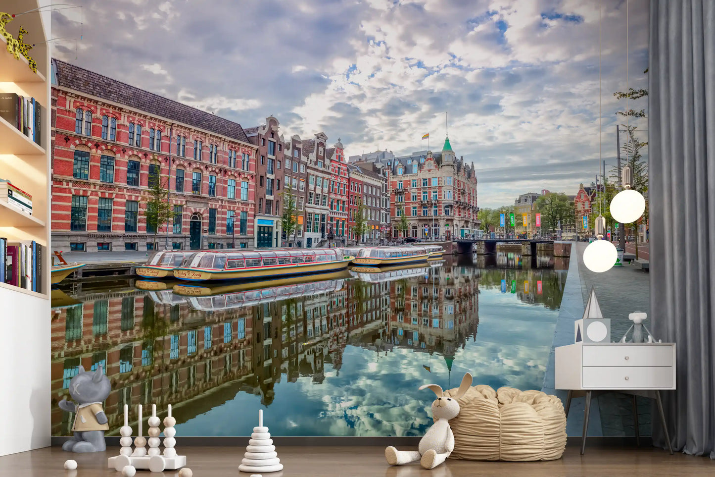 Amsterdam Canal Reflections Wall Mural