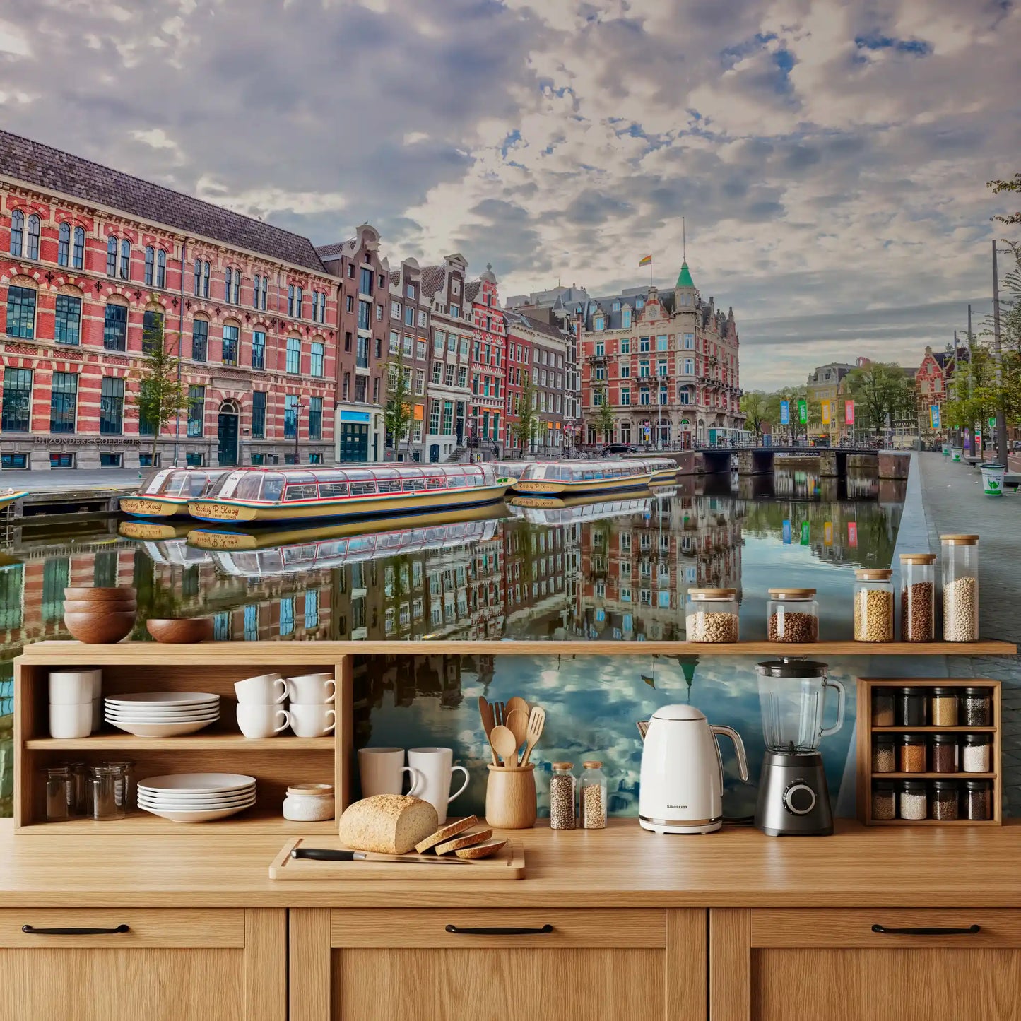 Amsterdam Canal Reflections Wall Mural