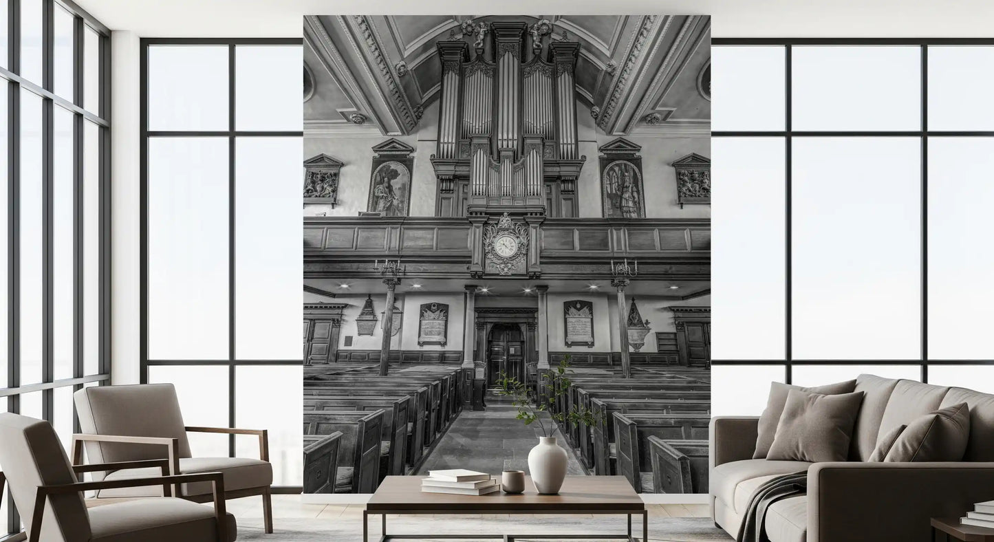 Historic Cathedral Pipe Organ Interior Wall Mural