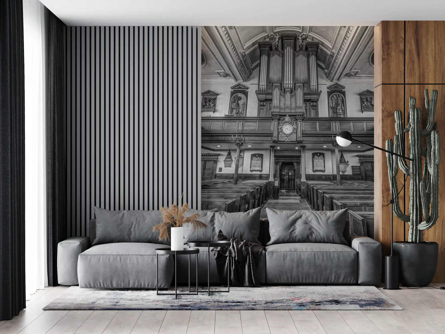 Historic Cathedral Pipe Organ Interior Wall Mural