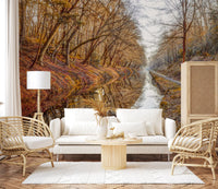Autumn Canal Reflections Wall Mural