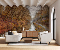 Autumn Canal Reflections Wall Mural