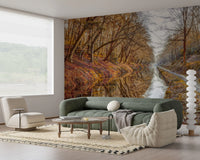 Autumn Canal Reflections Wall Mural