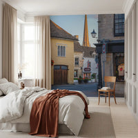 Old English Market Town Streetscape Wall Mural