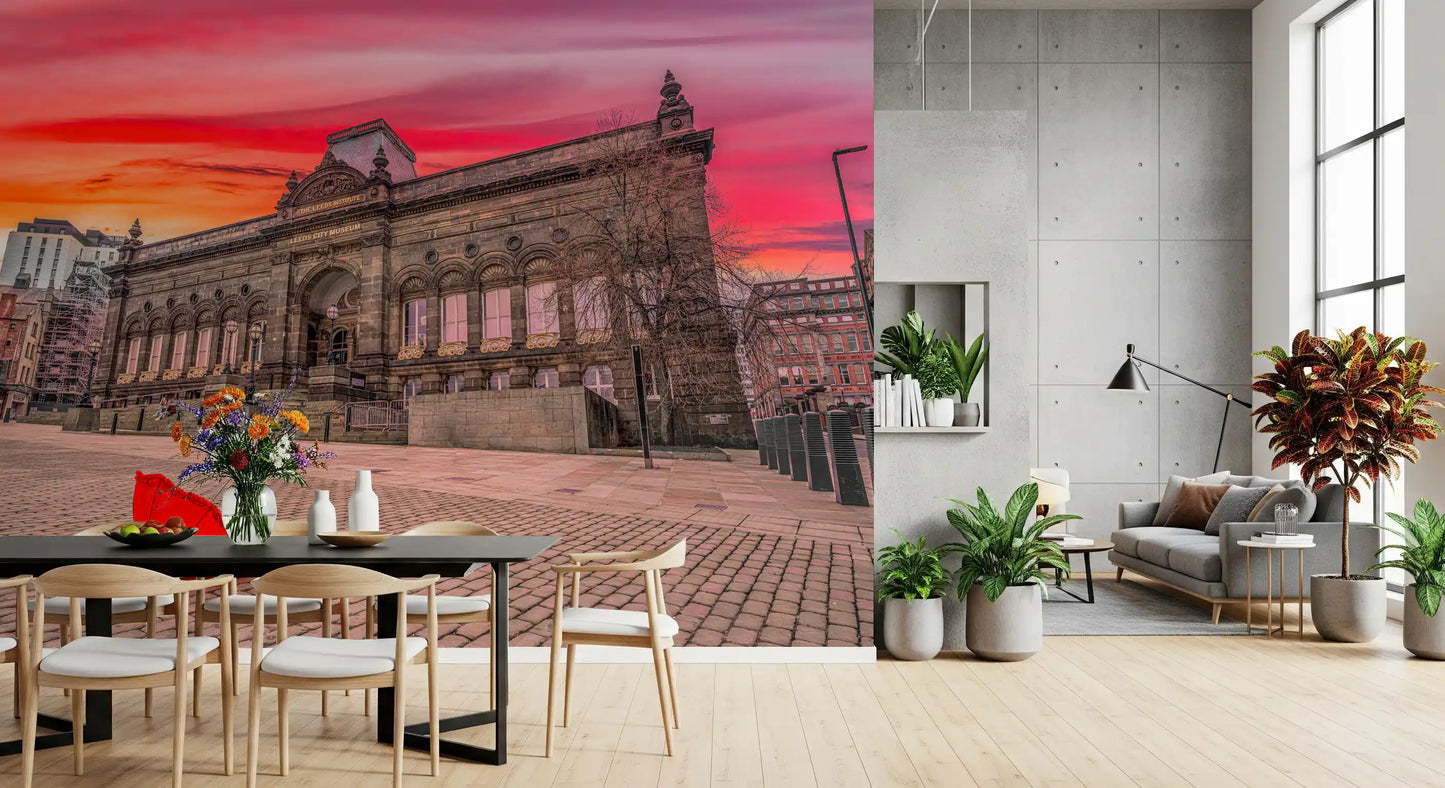 Urban Red Umbrella Sunset Wall Mural
