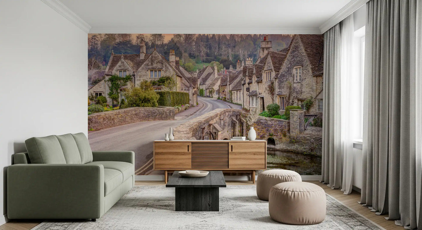 Cotswold Village Sunset Wall Mural