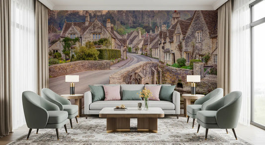 Cotswold Village Sunset Wall Mural