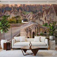 Cotswold Village Sunset Wall Mural