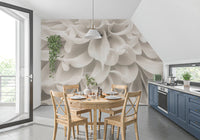Cream Petal Macro Flow Wall Mural