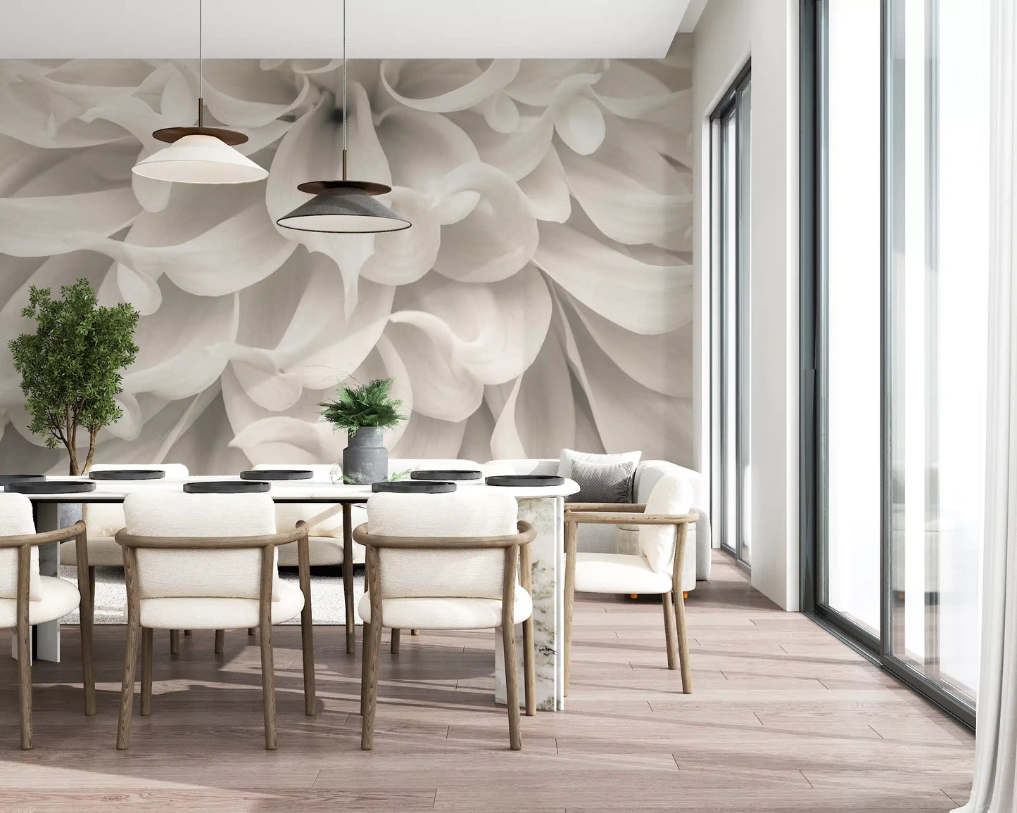 Cream Petal Macro Flow Wall Mural