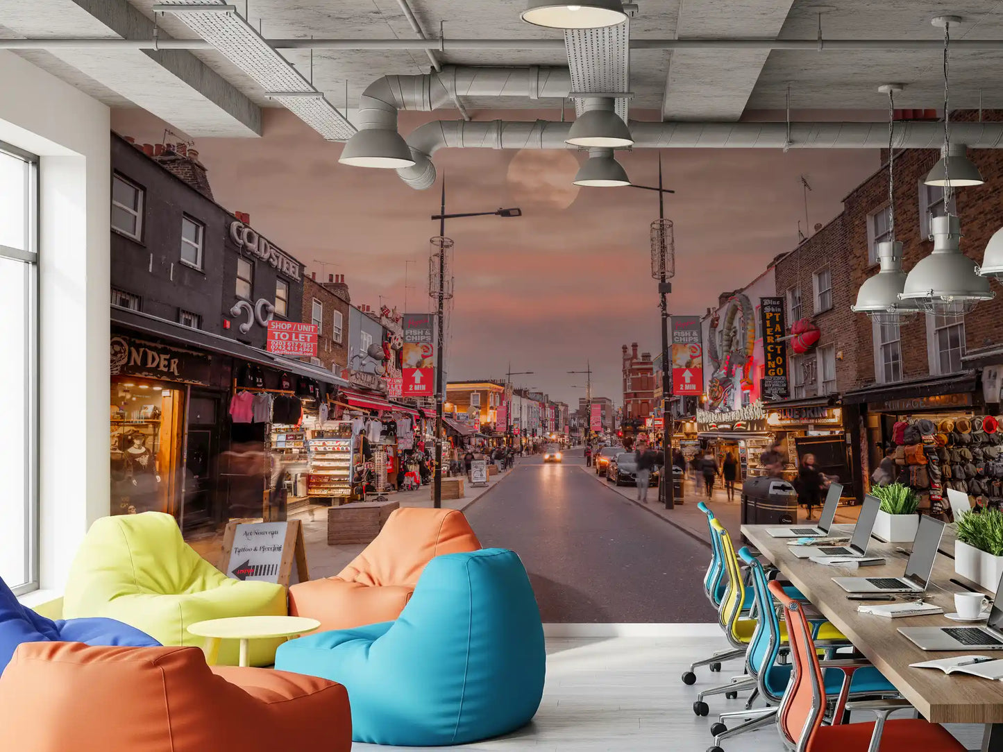 London Street Twilight Scene Wall Mural