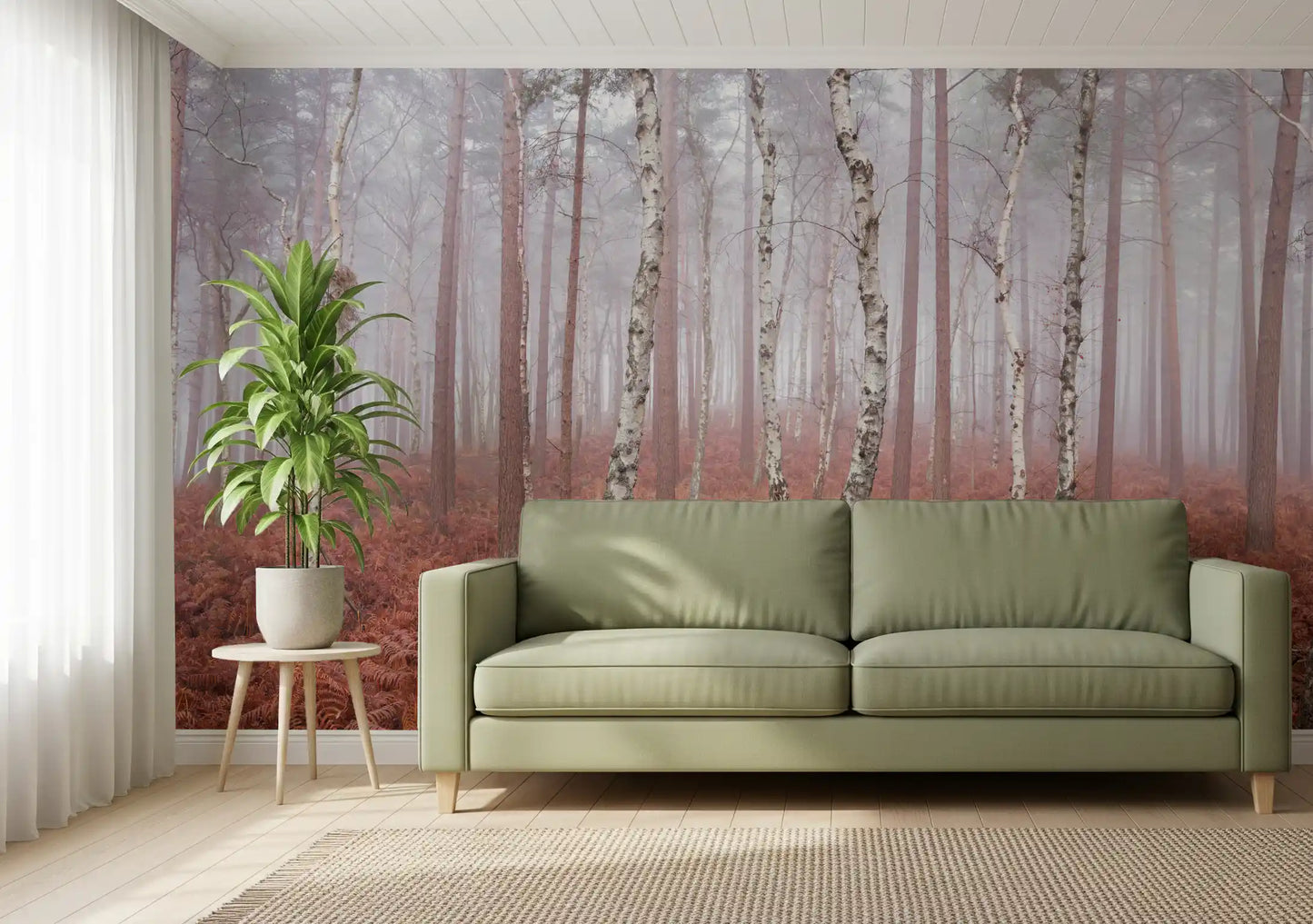 Misty Woodland Awakening Wall Mural