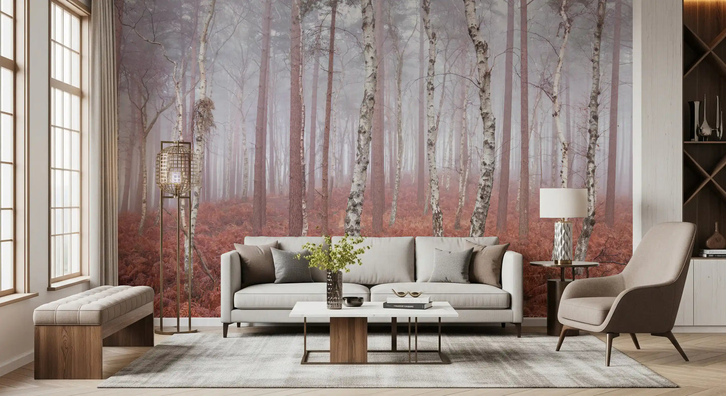 Misty Woodland Awakening Wall Mural