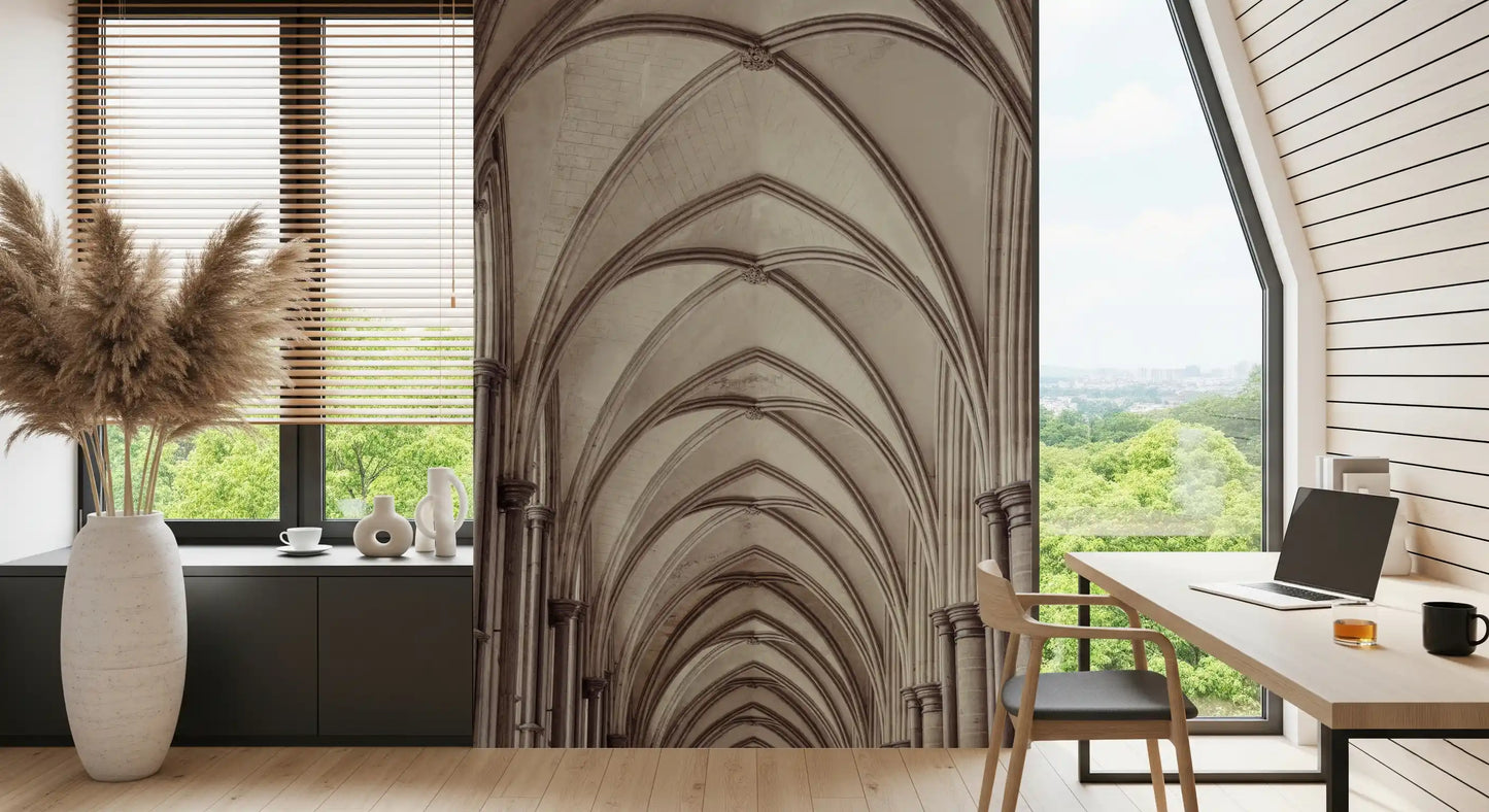 Gothic Stone Ribbed Vaulting Wall Mural