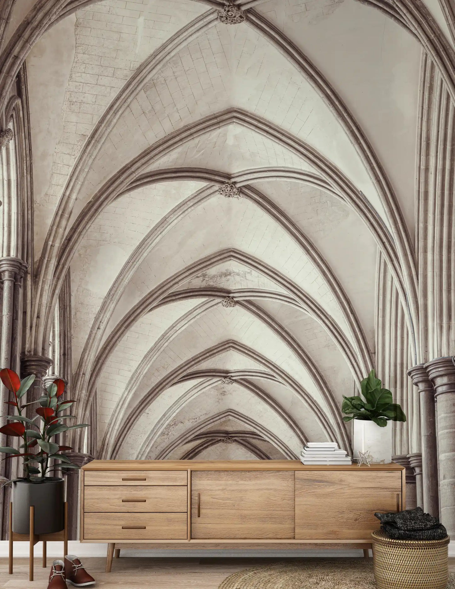 Gothic Stone Ribbed Vaulting Wall Mural
