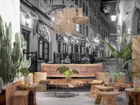 Historic European Restaurant Street Wall Mural