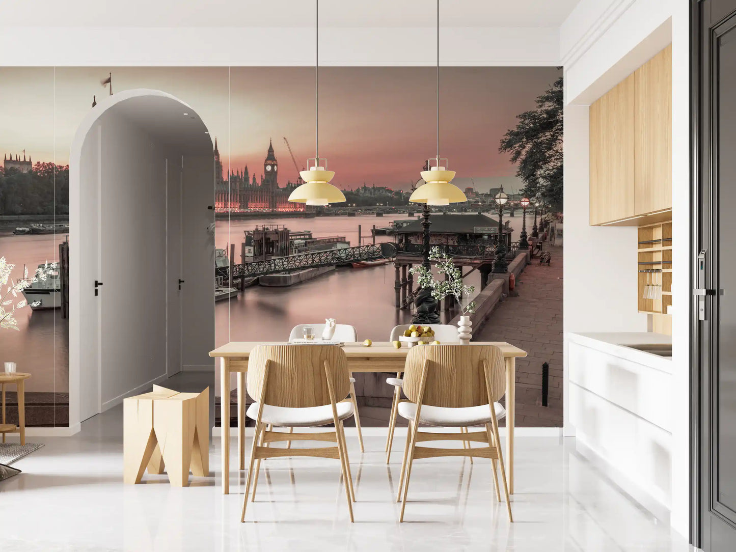 London River Sunset View Wall Mural