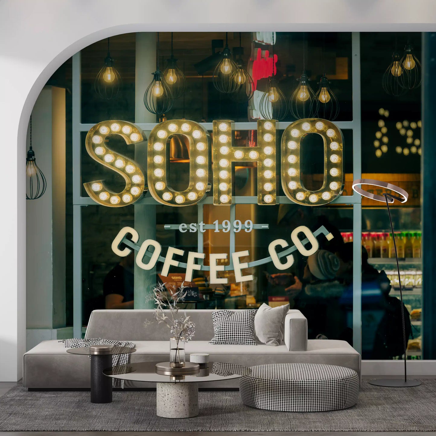 Urban Coffee House Neon Sign Wall Mural