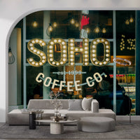 Urban Coffee House Neon Sign Wall Mural