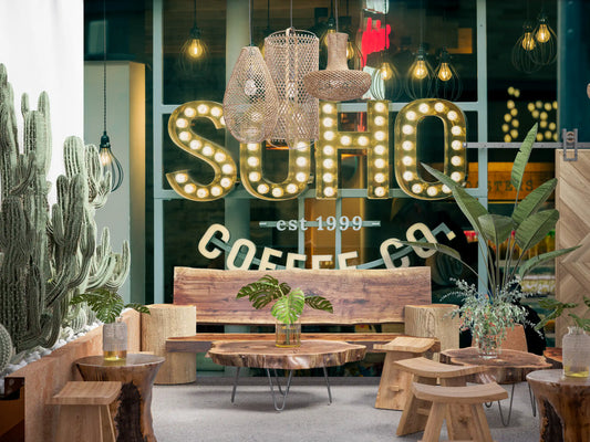 Urban Coffee House Neon Sign Wall Mural