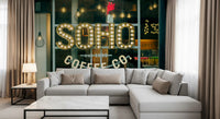 Urban Coffee House Neon Sign Wall Mural