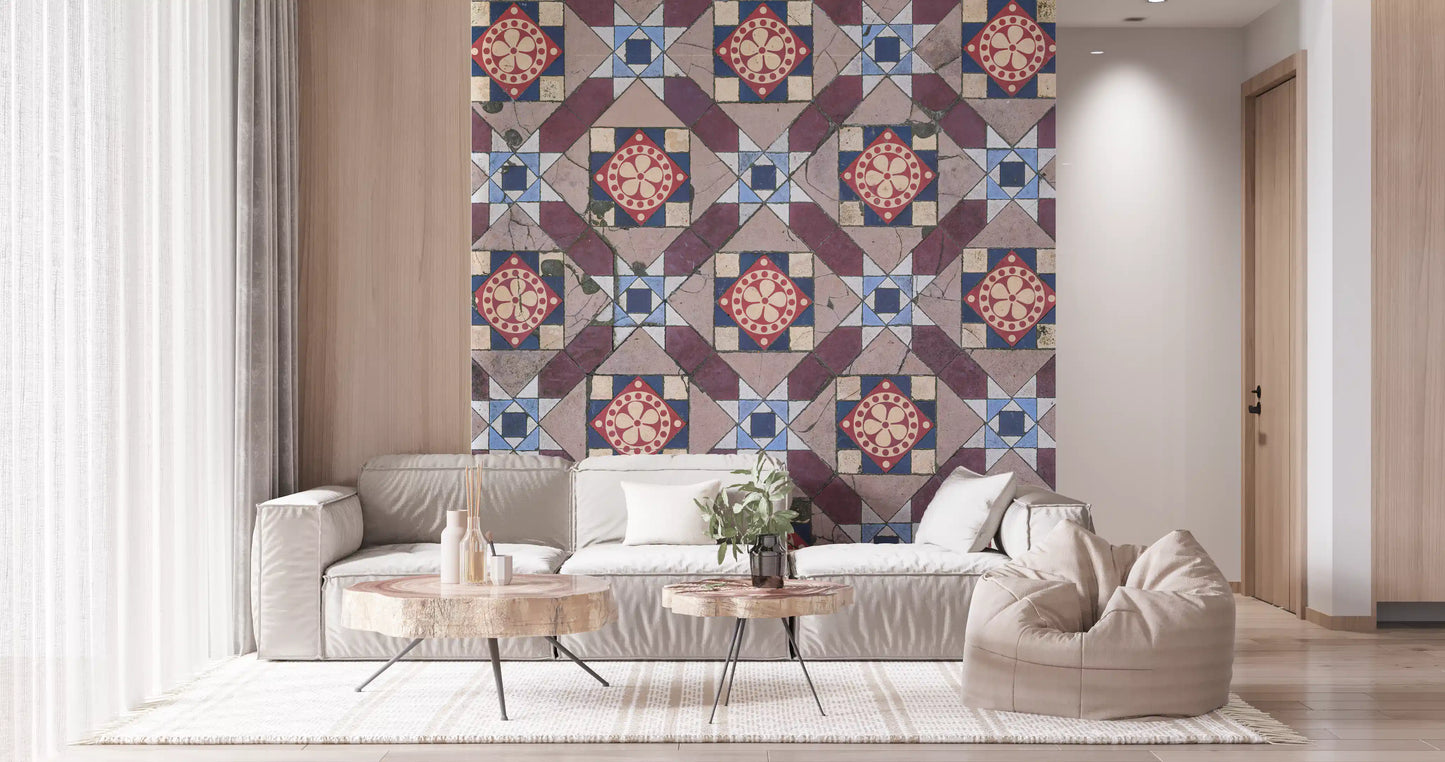 Victorian Geometric Floral Medallion Wall Mural