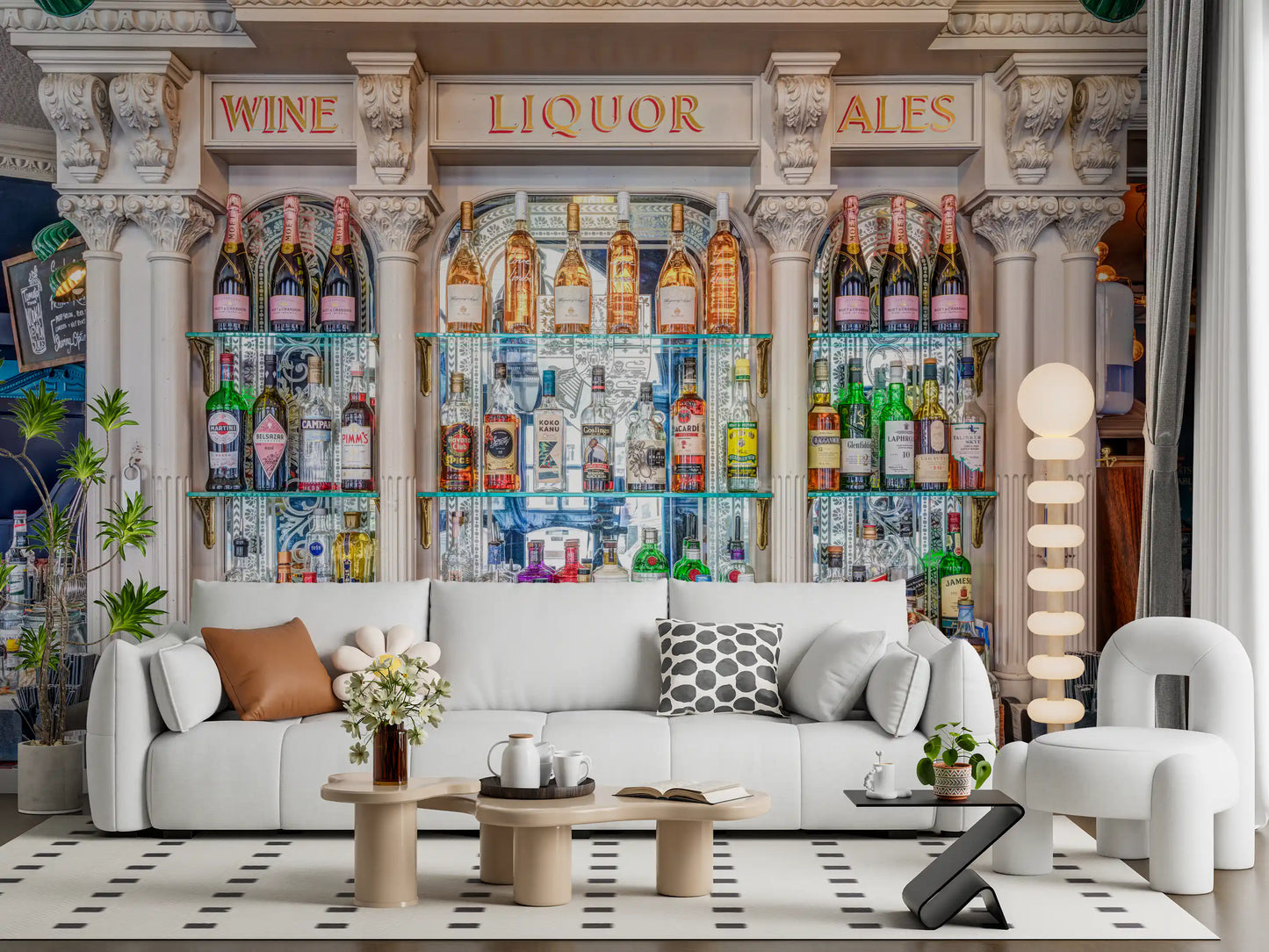 Classic Tavern Back Bar Display Wall Mural