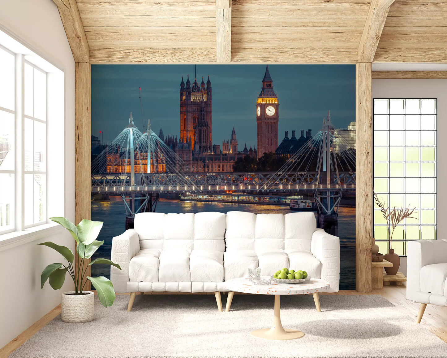 London Twilight Skyline Bridge Wall Mural