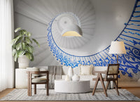 Cobalt Spiral Staircase Architectural Detail Wall Mural