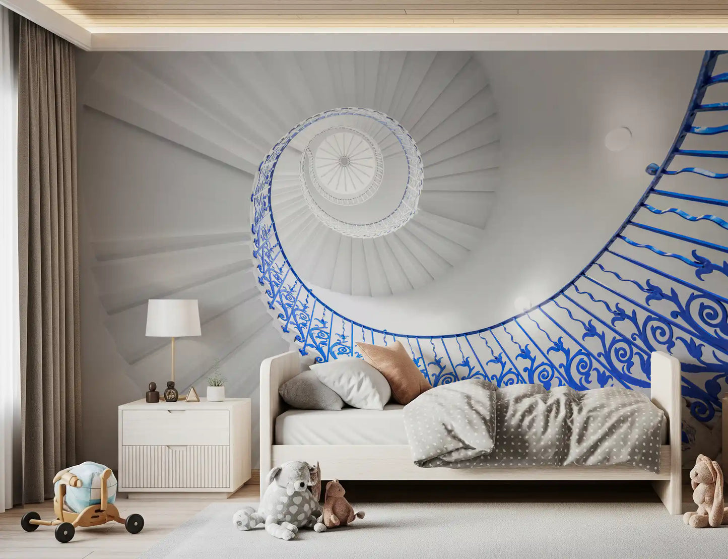 Cobalt Spiral Staircase Architectural Detail Wall Mural