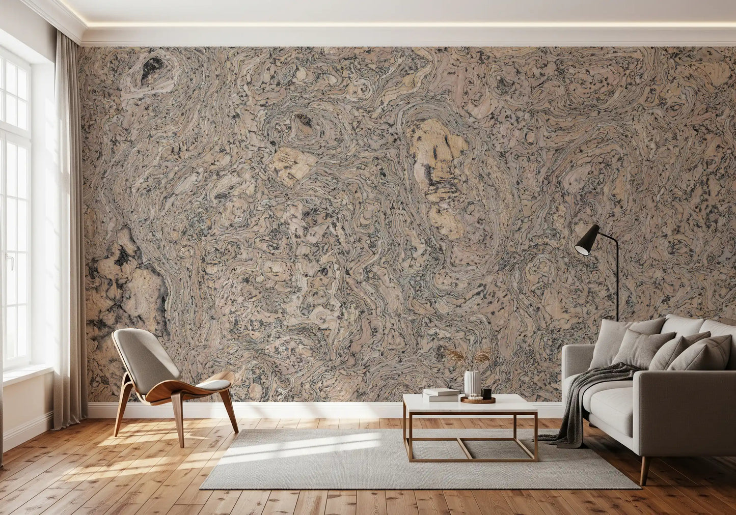 Natural Cork Grain Texture Wall Mural