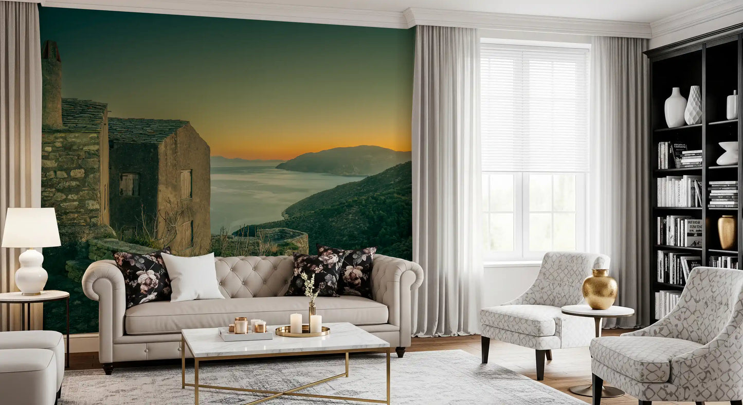 Mediterranean Cliffside Haven Wall Mural