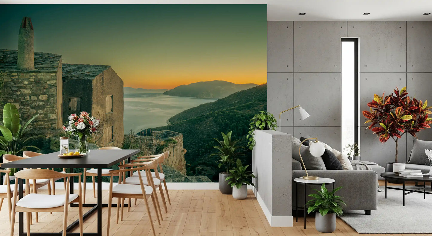 Mediterranean Cliffside Haven Wall Mural