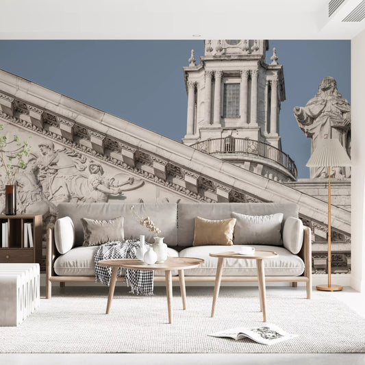 Carved pediment and dome fill a lounge wall mural GD11222
