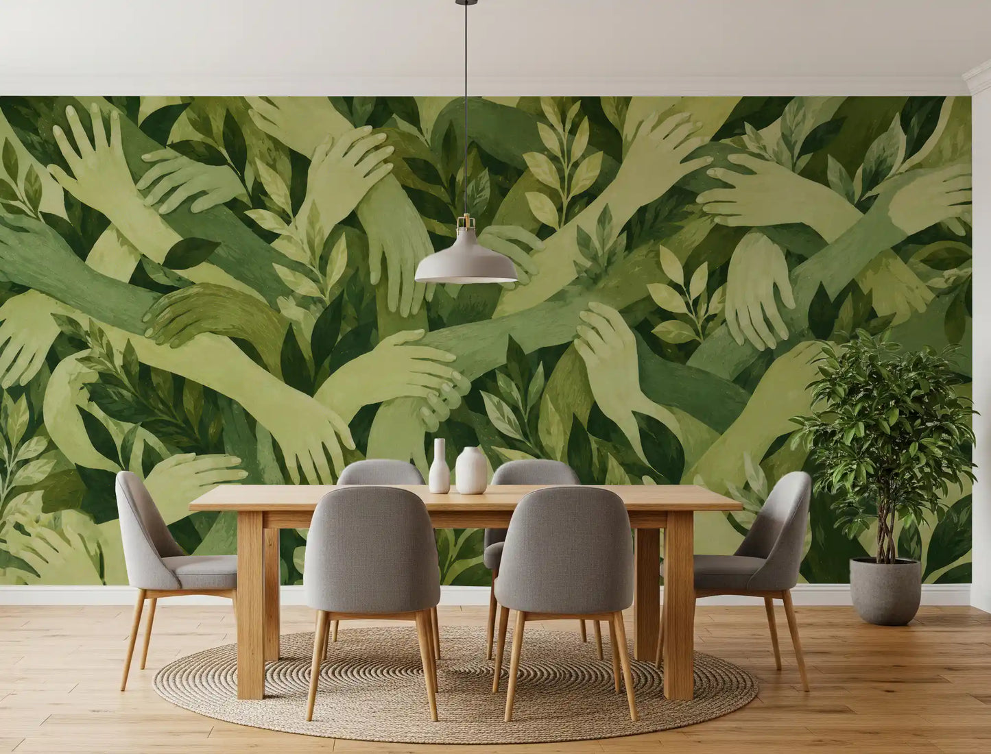 Intertwined Foliage Hands Wall Mural