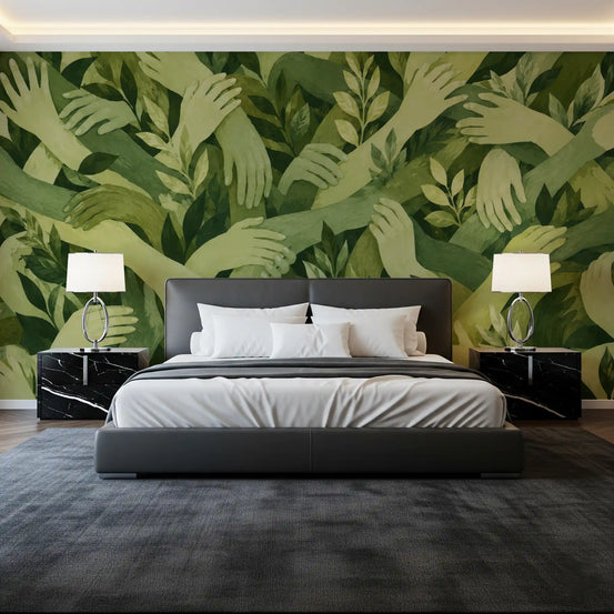 Intertwined Foliage Hands Wall Mural
