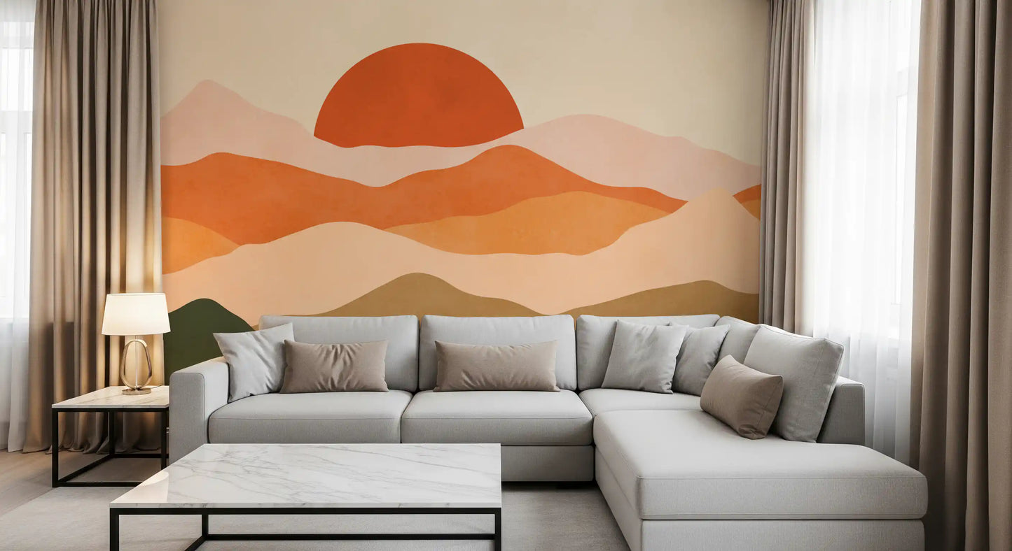 Minimalist Sunset Peaks Wall Mural