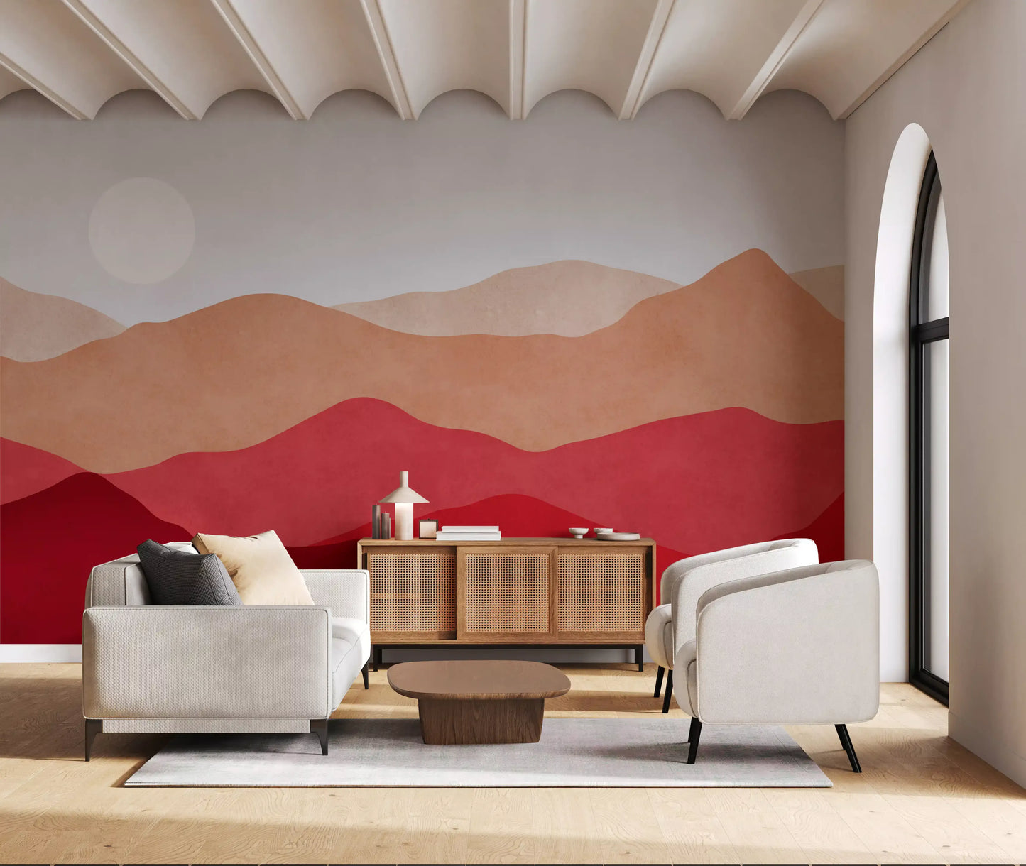 Crimson Mountain Horizon Wall Mural