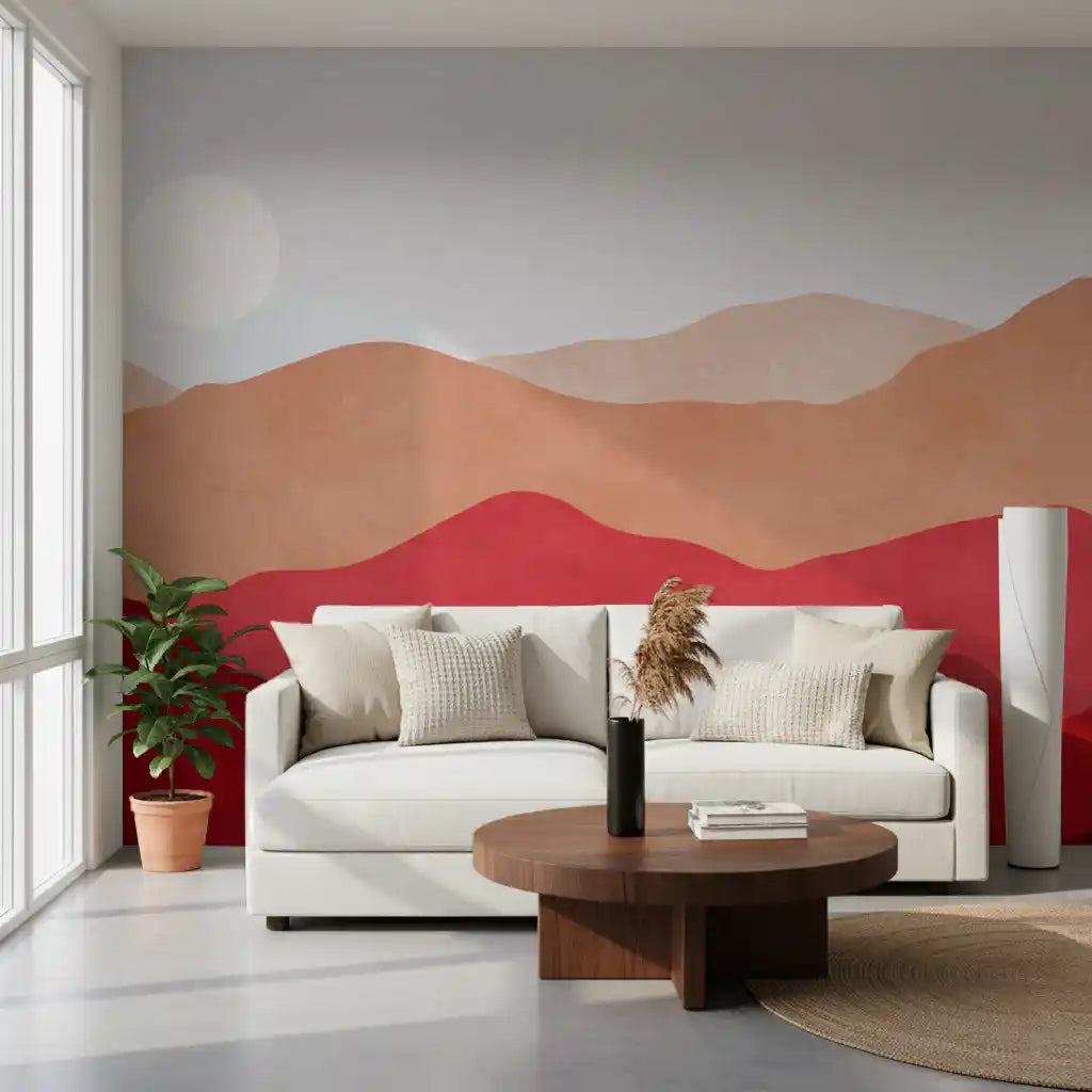 Crimson Mountain Horizon Wall Mural