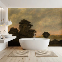 Rustic Sunset Forest Landscape Wall Mural