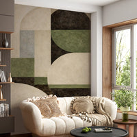 Layered curve wall mural with premium printed texture GD11245