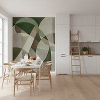 Earth-inspired geometric wall mural with balanced composition GD11246