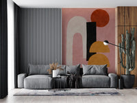 Abstract Shapes in Rose and Clay Wall Mural with soft organic forms GD11247