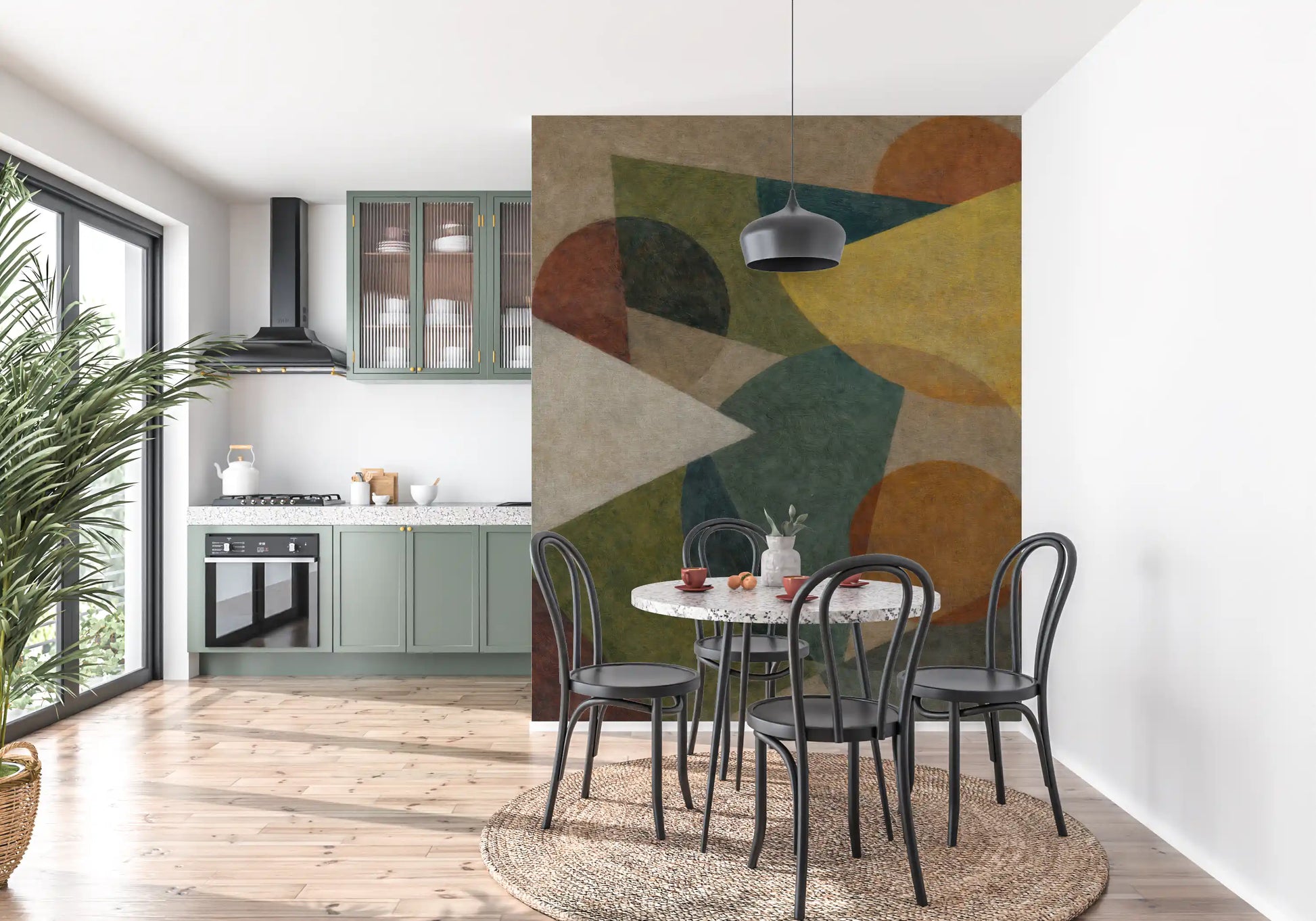 Premium geometric art wall mural with earthy abstract composition GD11248