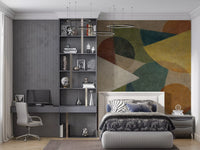 Abstract Geometric Earth Tones Wall Mural with warm natural palette GD11248
