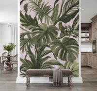 Verdant Brushstroke Tropical Foliage Wall Mural